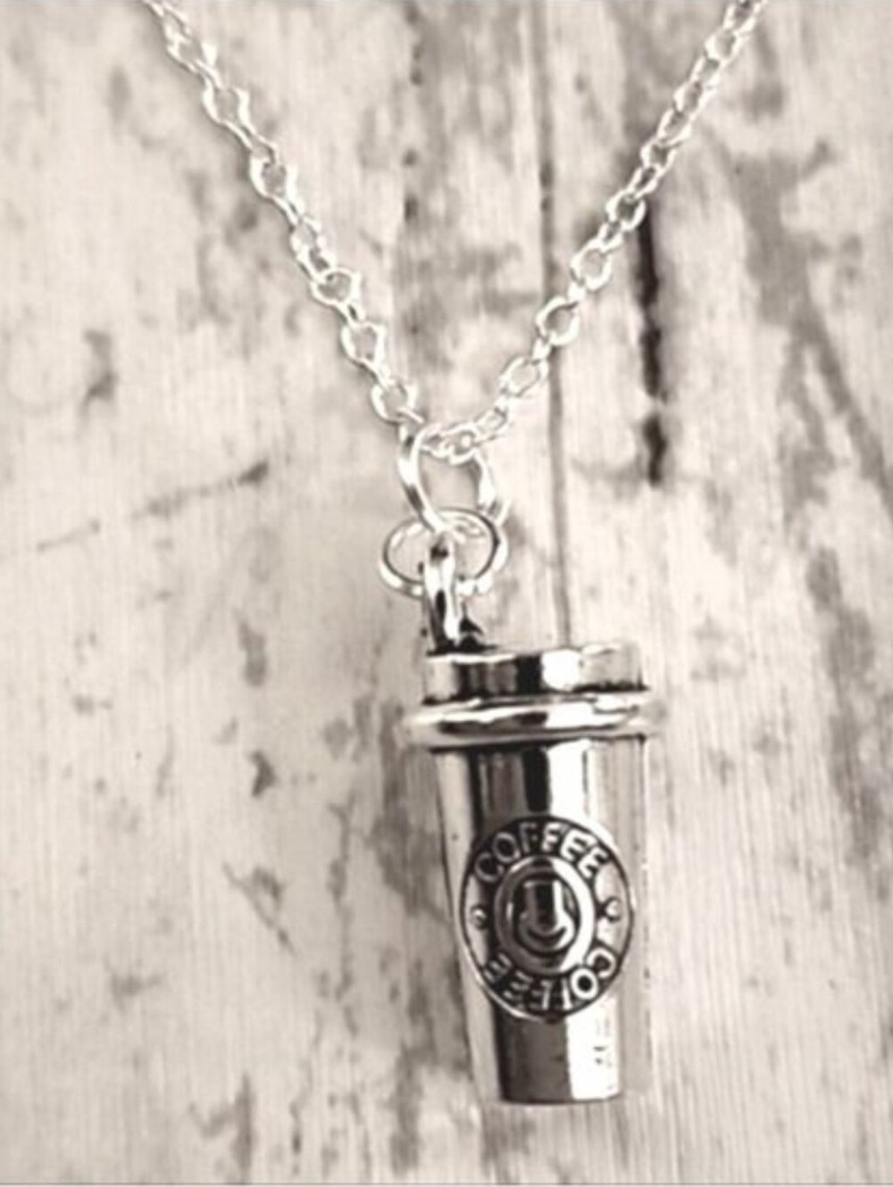 Coffee Cup Necklace 925S Plated 18 inch Chain